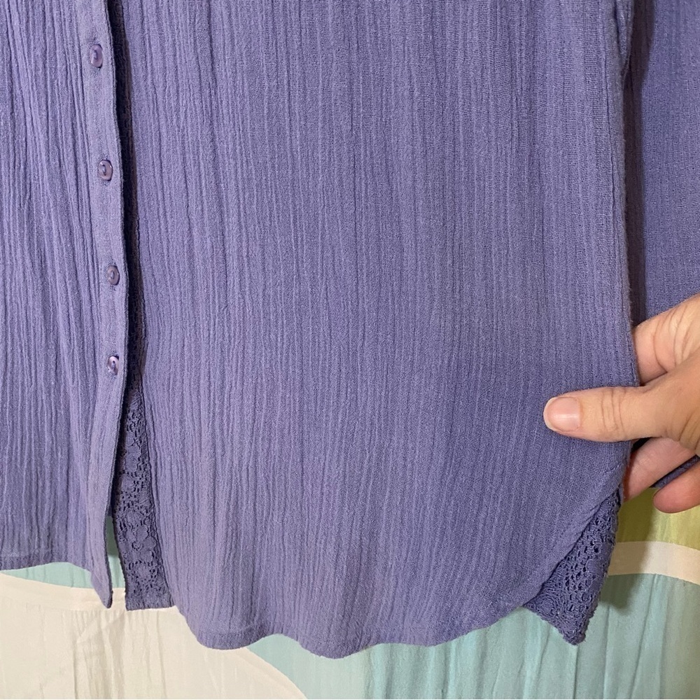 Soft Surrounding Crepe Gauzy Cotton Blouse Periwinkle Blue Sz Small Petite - Picture 6 of 9